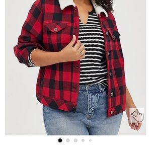 TRUCKER COAT - BUFFALO PLAID RED Brand New